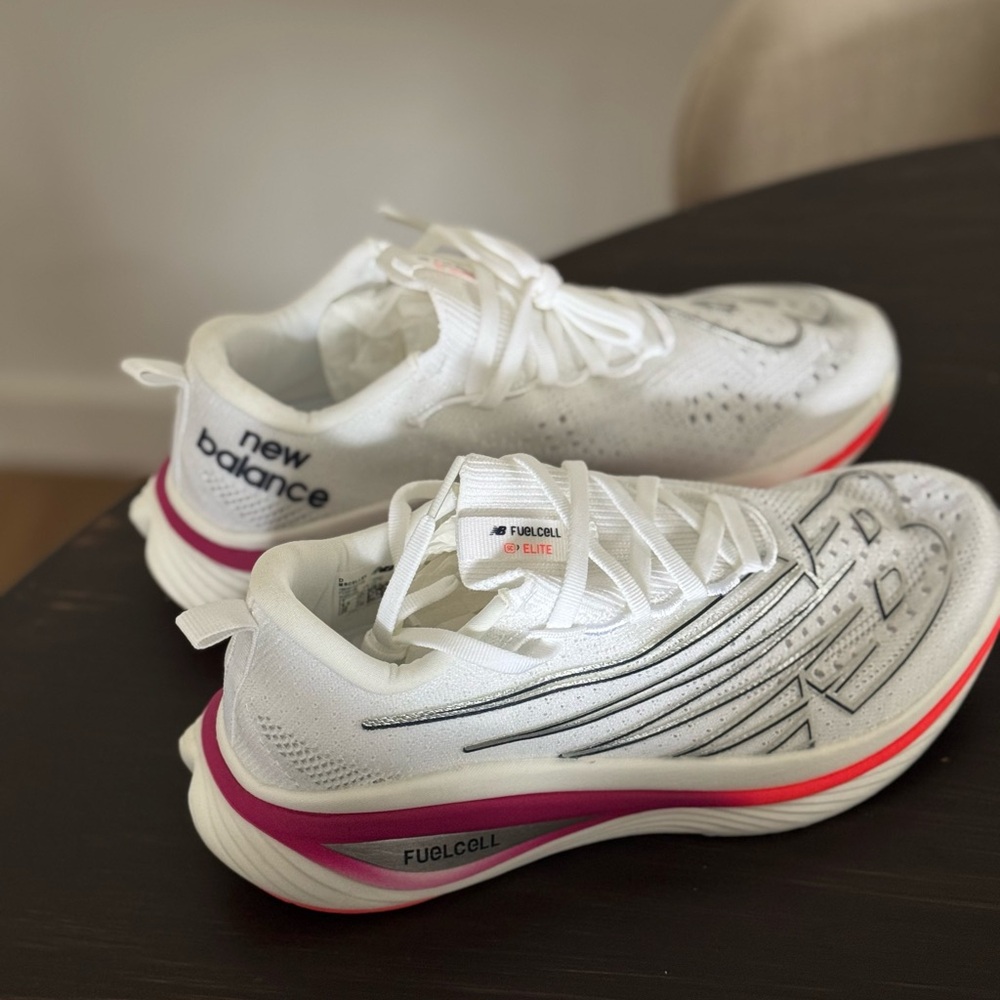 New Balance White and Pink Athletic Shoes for Performance